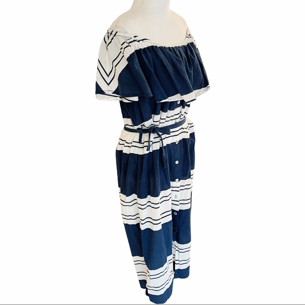 Faithfull the Brand Navy Stripe Majorca Tiered Dress 4 - Picture 3 of 12